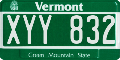 VT license plate XYY832