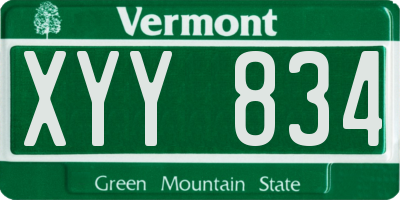 VT license plate XYY834