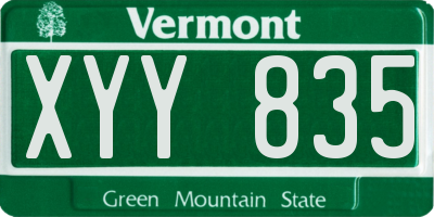 VT license plate XYY835