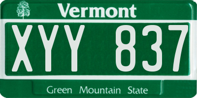 VT license plate XYY837
