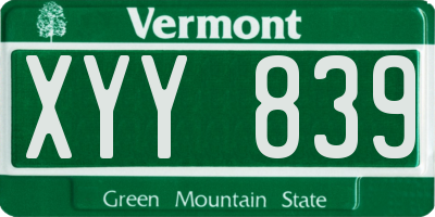 VT license plate XYY839