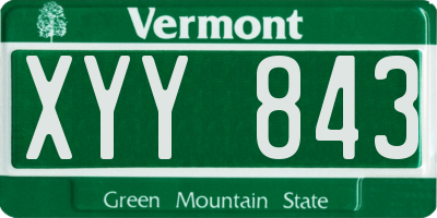 VT license plate XYY843