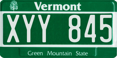 VT license plate XYY845