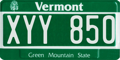 VT license plate XYY850