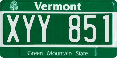 VT license plate XYY851