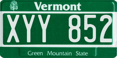 VT license plate XYY852