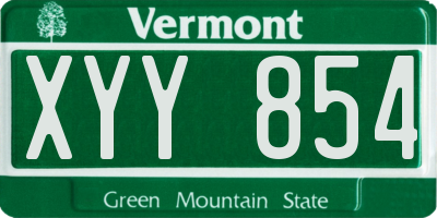 VT license plate XYY854