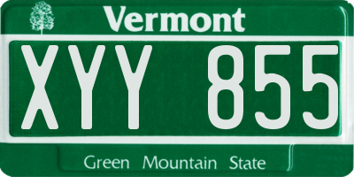 VT license plate XYY855