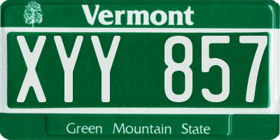 VT license plate XYY857