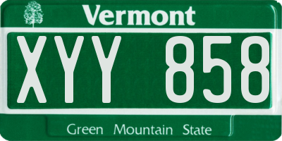 VT license plate XYY858