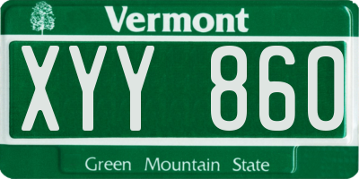 VT license plate XYY860