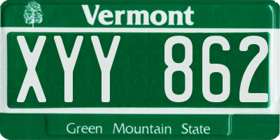 VT license plate XYY862