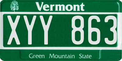 VT license plate XYY863