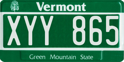 VT license plate XYY865