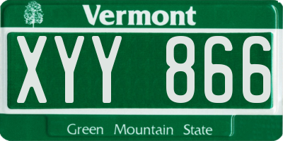 VT license plate XYY866