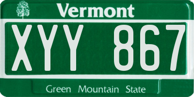 VT license plate XYY867