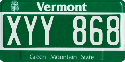 VT license plate XYY868
