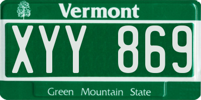 VT license plate XYY869