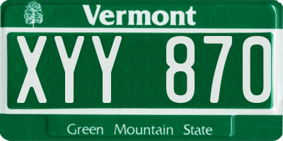 VT license plate XYY870