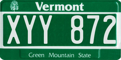 VT license plate XYY872