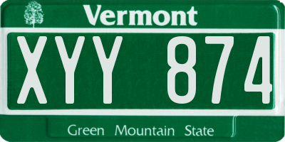 VT license plate XYY874