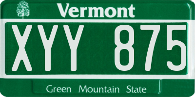 VT license plate XYY875