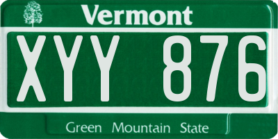 VT license plate XYY876