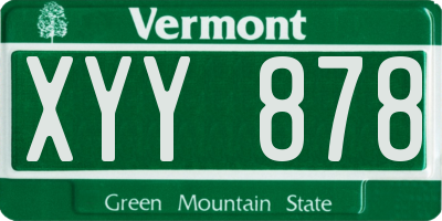 VT license plate XYY878
