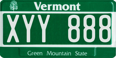 VT license plate XYY888