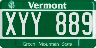 VT license plate XYY889