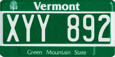 VT license plate XYY892