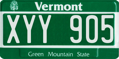 VT license plate XYY905