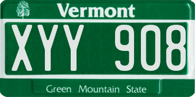 VT license plate XYY908