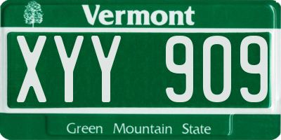 VT license plate XYY909