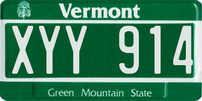 VT license plate XYY914