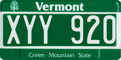VT license plate XYY920