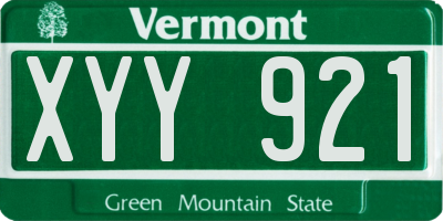 VT license plate XYY921