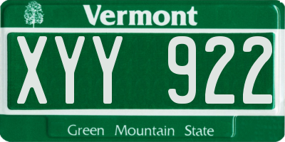 VT license plate XYY922