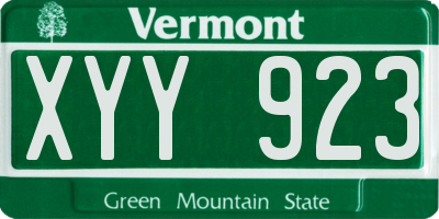 VT license plate XYY923