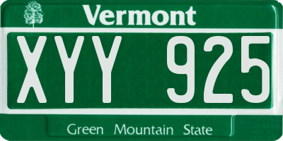 VT license plate XYY925