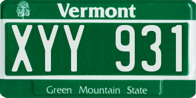 VT license plate XYY931