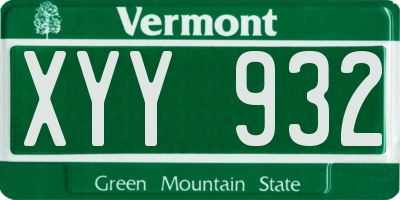 VT license plate XYY932