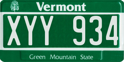 VT license plate XYY934