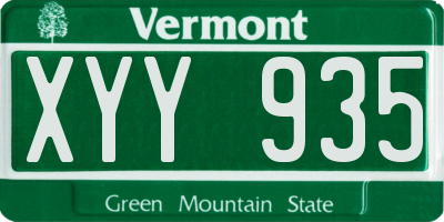 VT license plate XYY935