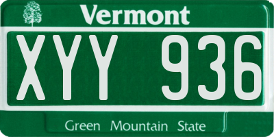 VT license plate XYY936