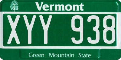 VT license plate XYY938