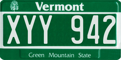 VT license plate XYY942