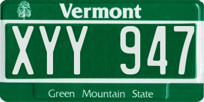 VT license plate XYY947