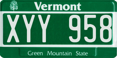 VT license plate XYY958