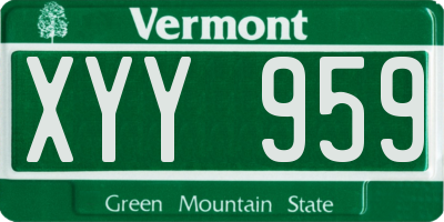 VT license plate XYY959
